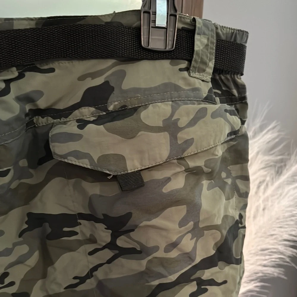 Green Cargo Shorts with Modern Camouflage Pattern